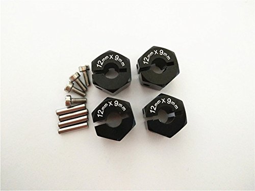EPTNNASO Aluminum Hex Adapter 12MM Diameter 9MM Thickness 1.7MM Pins-4PCS Set for HPI Savage Xs Flux Black