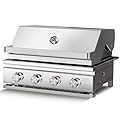 Premium Built In 4 Burner Propane Gas Grill, ALL-Thickened 304 Stainless Steel, 32,000 BTU with 516sq.in. Cooking Space, Baking Tray & Grates,for Patio Backyard Parties Barbecue