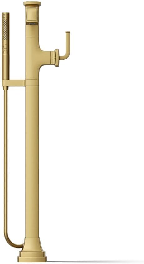 Kohler T27408-4-2MB Riff® Floor-mount bath filler trim with handshower, Vibrant Brushed Moderne Brass
