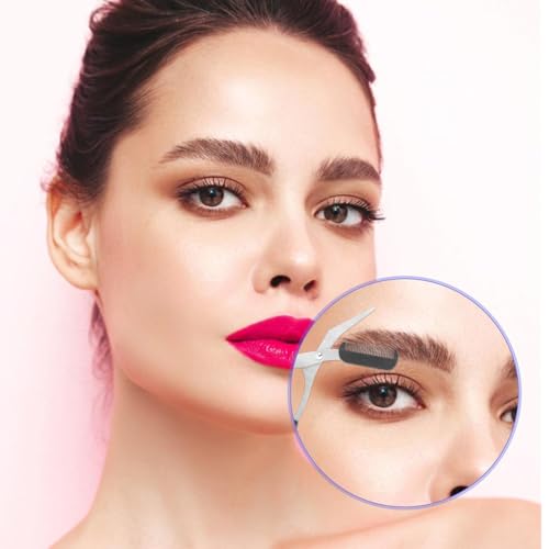 2 Stück Augenbrauenschere Mit Kamm Augenbrauen Trimmer Schere Damen Schere für Augenbrauen Augenbrauenbürste Beauty Edelstahl Präzisions Trimmer für Frauen und Männer(Schwarz)
