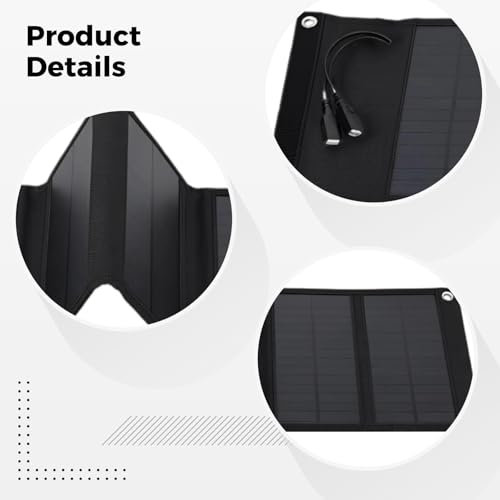 Cargador solar portátil de 10W para camping con doble salida USB de 5V y panel plegable 4