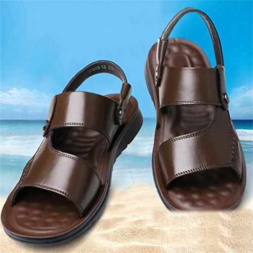 Men's Toe Sandals Fashion Beach Shoes Slippers Leather Sandals(41)3