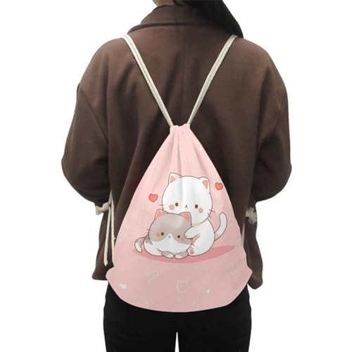 Upetstory Cute Cat Drawstring Backpack for Women Girls Kids String Bag Sackpack Cinch Bags Training Gymsack for Travel Sports Yoga School Shopping Storage Pouch4