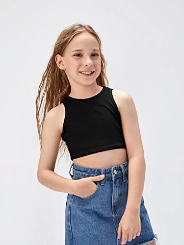 OYOANGLE Girl's Casual Solid Sleeveless Round Neck Slim Fit Basic Crop Tank Top3