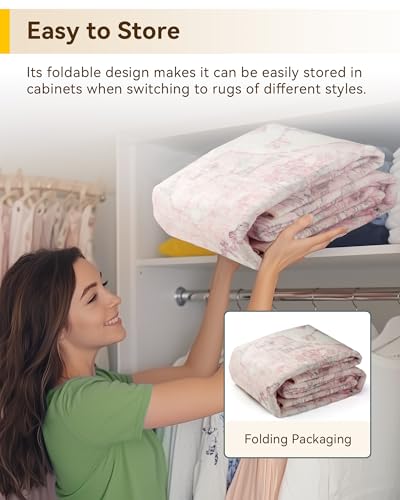 Image of RELEANY Washable Area Rug, 8'x10', Pink