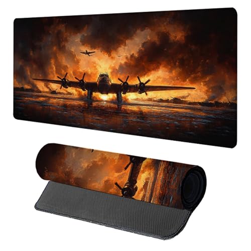 Tapis de Souris XXL Avion, Tapis de Souris 700x300x3mm, Gamer Mouse Pad avec Coutures sur Les Bords, sous Main Bureau Gamer, Gaming Accessoire, Grand Clavier Pad Gaming, pour Maison PC, Jaune U-5530