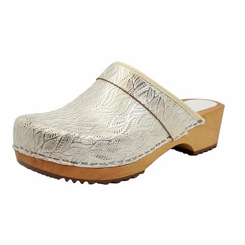 Image of Bjork Maja Wood Open Back Leather Clogs
