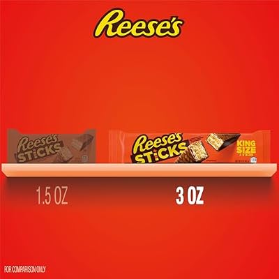 REESE'S STICKS Milk Chocolate Peanut Butter Wafer King Size, Candy Packs, 3 oz (24 Count)
