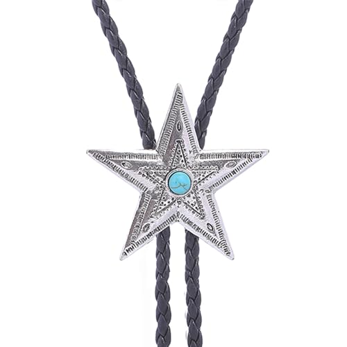 Image of Cowboy Bolo Tie for Men, Vintage Cow Skull Bolo Tie Necklace Native American Necktie for Men Women