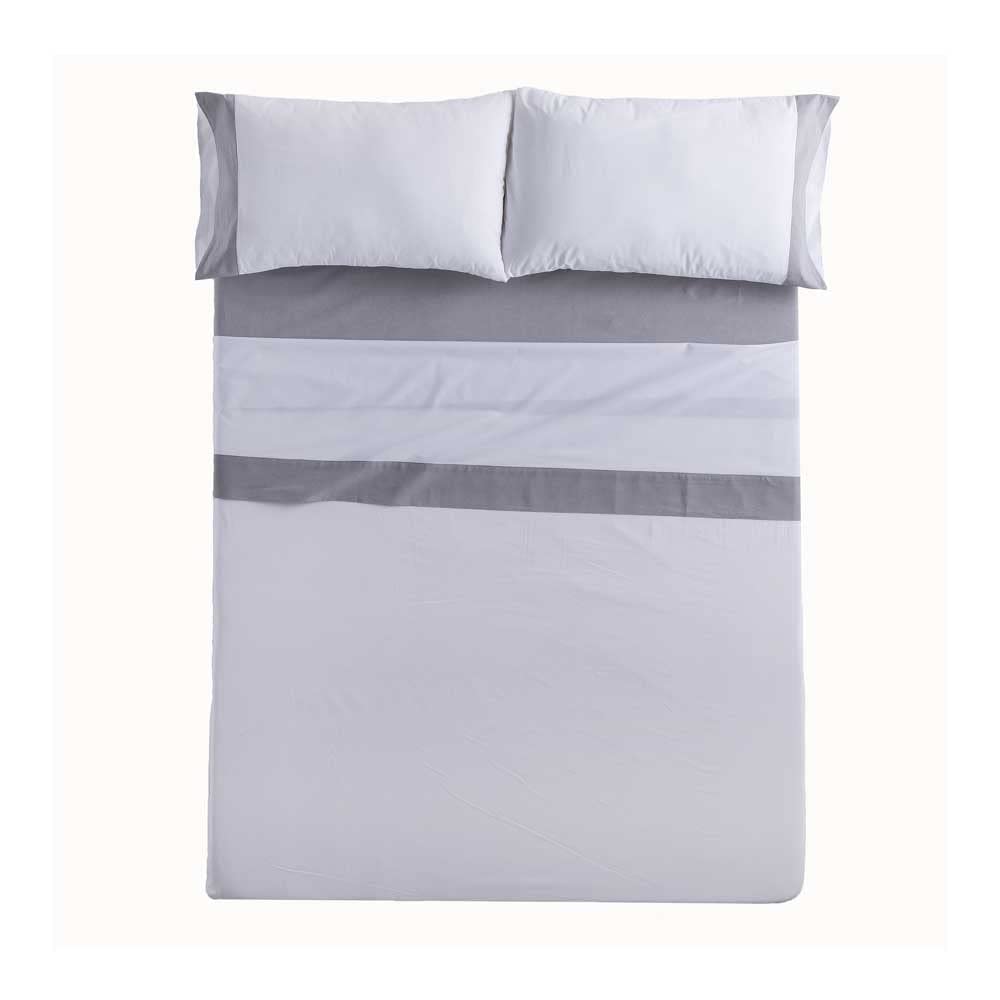 COTTON ARTean Juego sábanas Cama 150 Algodón Orgánico IZKI Gris | Incluye 4 piezas: encimera, bajera ajustable, 2 fundas de almohada. Certificado OEKO-TEX