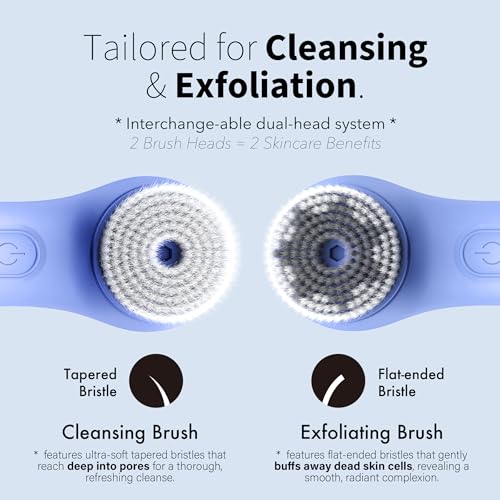 NågraCoola Electric Facial Cleansing Brush – Rechargeable Waterproof Face Scrubber for Women & Men, 2 Brush Heads for Deep Pore Cleansing & Gentle Exfoliation, 3 Speeds, Auto-Timer