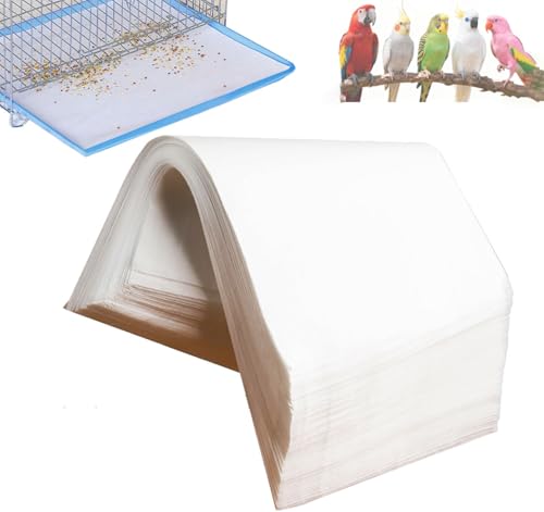 CuaxTume Bird Cage Liners-100PCS-11 X 20Disposable Non-WovenBird Cage Tray Liners Disposable Sheets for Birds Cages Accessories for Pet Bird Parrot