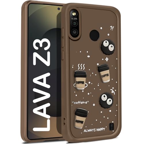 Image of TRUEUPGRADE Coffee Case for Lava Z3 | Cute 3D Cartoon Ball Design | Soft Silicone Back Cover for Lava Z3 | Full Body & Camera Protection | Brown