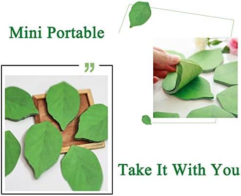 4 Packs 200 Sheets Sticky Notes Stickers Removable Self-Stick Notes Scratch Pads Beautiful Green Leaf-Shaped Sticky Notes Stickers Can be Used for Sticky Paper Notepads to Recording Thing and DIY