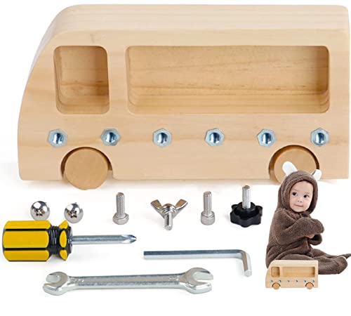 AWOOM Montessori Holz Schraubbrett für Kinder, Montessori Spielzeug ab 3 Jahr Pädagogisches Spielzeug für Kindergarten oder Haus, Motorikspielzeug Holzspielzeug Lernspielzeug als Geschenk Cover