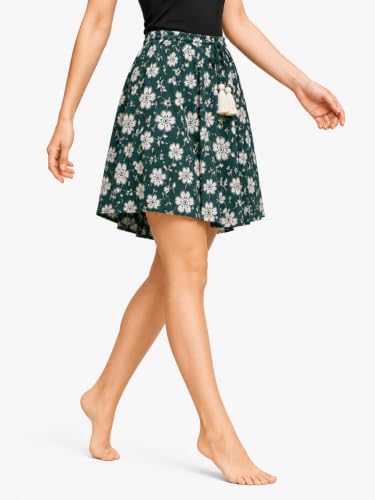 Image of B STORIES Women's Ultra-Soft Printed 100% Viscose Culotte Shorts | Soft Casual High Waist Lounge Shorts | Girls Ladies Stylish Quirky Casual Summer Beach Bottoms (S-XXL)
