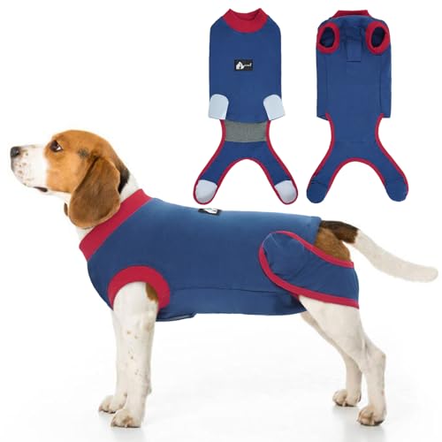 IDOMIK Dog Recovery Suit for Female Spay - Adjustable Anti-Licking Dog Post Surgery Onesie, Male Female Dog Neuter Spay Suits, Soft Abdominal Wound Bandage & E-Collar Cone Alternative