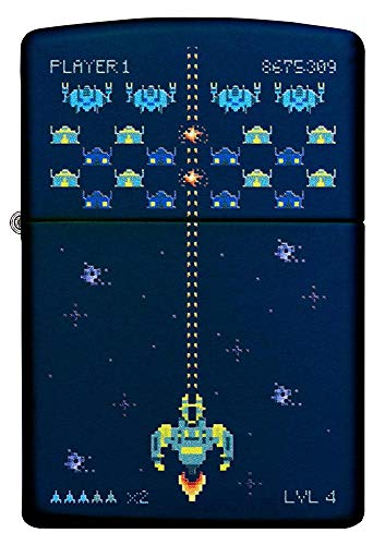 Zippo Pixel Game Design Navy Matte Pocket Lighter #TOP1