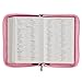 KJV Holy Bible, Mini Pocket Size, Faux Leather Red Letter Edition - Ribbon Marker, King James Version, Pink/Saddle Tan, Zipper Closure, 6.2