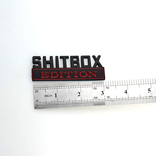 Image of 1x SHITBOX EDITION emblem 3D Fender Badge Decal Car Truck Replacement for Chevy Silverado 1500 2500 Chevrolet C10 C15 (Black Red)