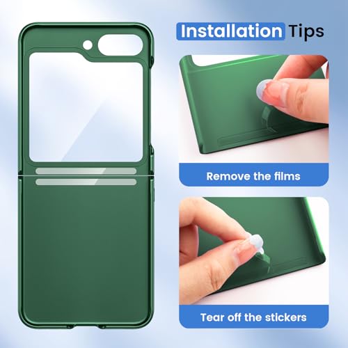 Image of Ruky for Galaxy Z Flip 5 Case, Hard PC Ultra Slim Shockproof Protective Cover, Support Wireless Charging Full Body Drop Protection Case for Samsung Galaxy Z Flip 5, Dark Green