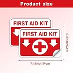 2PCS First Aid Kit Sign Sticker for Home,Self-Adhesive Waterproof First Aid Decals for First Aid Boxes, Emergency First Aid Kit Supplies for Car, Office or Business 7.5''x5.1''