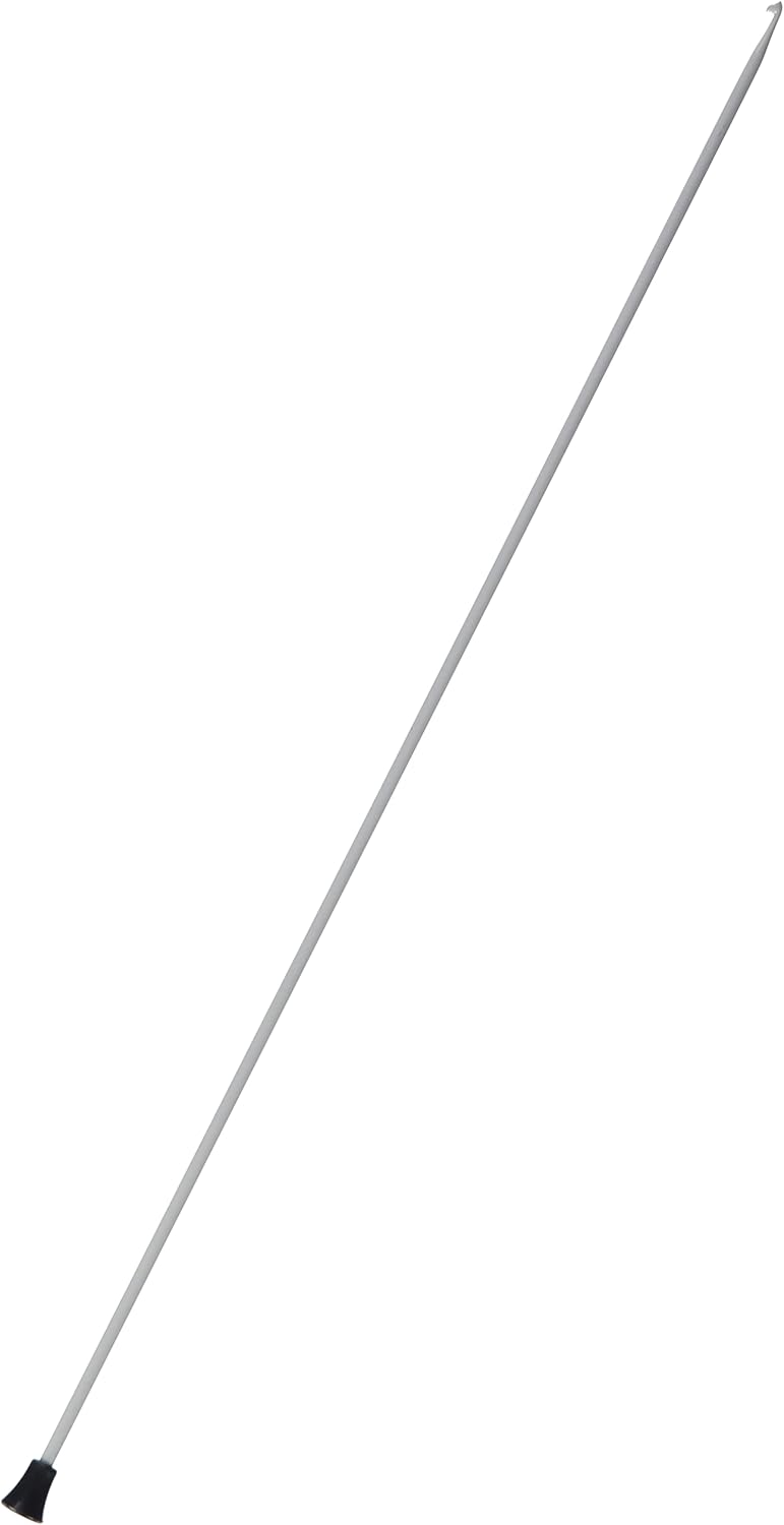 KnitPro Grey Aluminum Tricot/Afghan Traditional Crochet Hook | US Size 7 (4.5 mm)