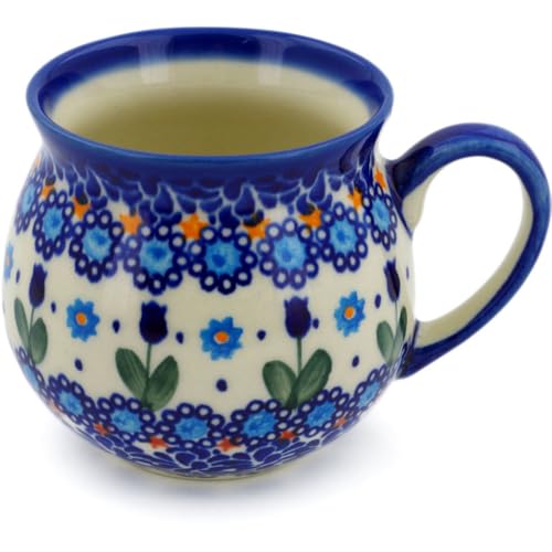 Taza de cerámica azul 11 oz con diseño floral corazón miniatura 3