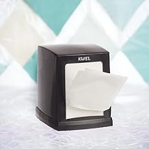 Double-Sided Cube Table Top Tissue Paper Holder | L-Fold Napkin Dispenser for Dining Table & Office Use | Refillable Tissue Box (Tissues Not Included) – Black