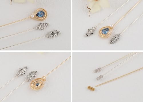 Image of Alilang Antique Vintage Hat Pin Classic Long Handle Geometric Hatpin Stick Lapel Pins for Women, Men, Pack of 2 /3