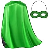 Double-Sided Superhero Capes and Mask for Kids - Green Super Hero Cape Perfect for Dress-Up, Halloween, Christmas, Cosplay, and Birthday Parties (Green)