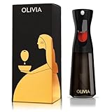 FLAIROSOL OLIVIA SIGNATURE Advanced Kitchen Oil Sprayer Technology, Continuous Fine Mist with Portion Control, Reusable Glass Olive Oil Spray Bottle, Anti-Drip & Leakproof, Black 200ml