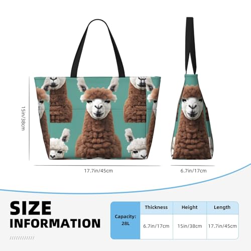 Alpaca Llama Large Capacity Foldable Tote Bag Women Beach Tote Bag Handbag Gym Bag Travel Shopping Bag4