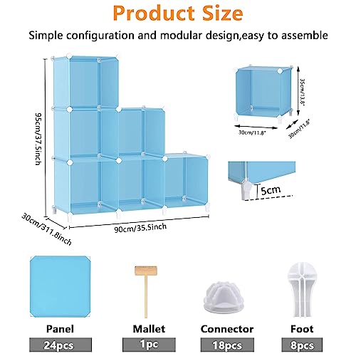 Image of AWTATOS Cube Storage Organizer Protable Closet Organizers and Storage for Kids DIY Stackable 6 Cubes Storage Shelves Clothes Organizer for Bedroom, Home, Blue