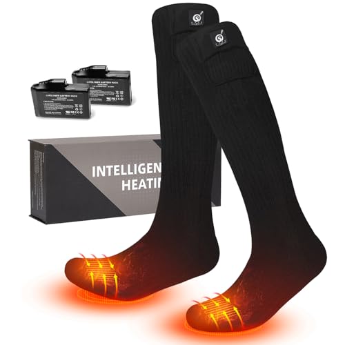 Heated Socks for Men Women, Electric Heated Socks Rechargeable with 7.4V 2200mAh Battery, 3 Thermal Levels up to 140°F for Outdoor Skiing Hiking Camping Motorcycling, Cold Weather Foot Warmer…