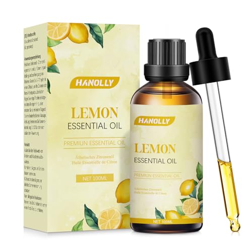 Hanolly Olejek Eteryczny Z Cytryny 100 ml, 100% Naturalne Olejki Zapachowe Do Dyfuzorów, Nawilżaczy Powietrza I Aromaterapii