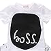 Canis Baby Boys Short Sleeve BOSS Print T-Shirt and Harem Pants Outfit Set (70(0-6M), White)