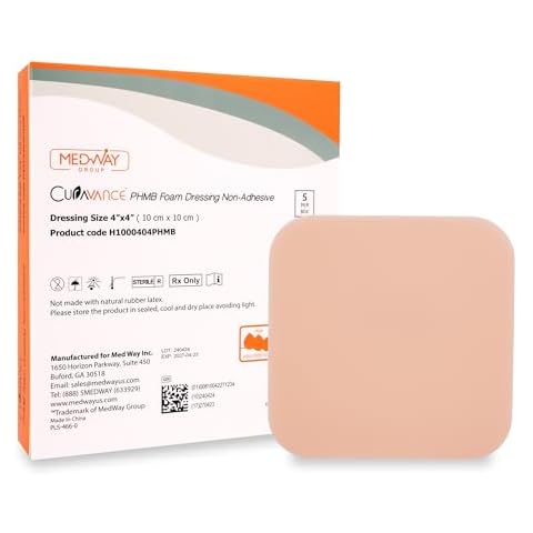 MedVance PHMB Waterproof Non-Adhesive Hydrophilic Foam Dressing 4"X4", Box of 5 dressings Cover