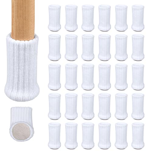 Ezprotekt Lot de 32 paires de chaussettes pour pieds de chaise - Antidérapantes - Pour pieds de chaise de 1 à 2 pouces - Blanc Cover