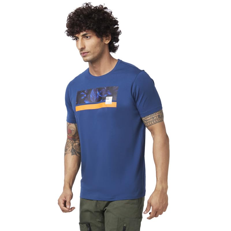 Image of Spykar Men's Slim Fit Round Neck Half Sleeve Printed Casual T-Shirt
