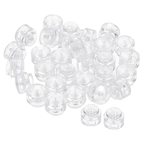 PATIKIL Cord Locks, 30 Pack Round Spring Toggle Stopper for Drawstring Bag Shoelaces Clear, 17x16mm