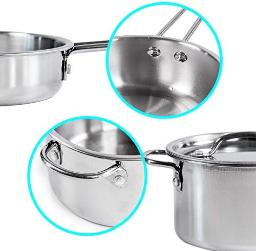 JOYIN Kitchen Pretend Play Accessories Toys with Stainless Steel Cookware Pots and Pans Set, Cooking Utensils, Apron & Chef Hat, Grocery Play Food for Kids Boys, Toddler and Girls Gifts Learning Tool