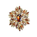 Crystal Flower Brooch Retro Elegant Colorful Rhinestone Brooch Pin for Wedding Party Clothing Hat Bag Accessory- brown