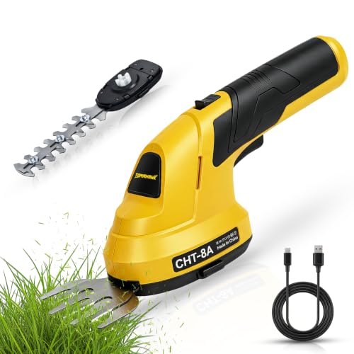 Image of TOMAHAWK CHT-8A Cordless Grass & Shrub Trimmer 3.7V | Lightweight Garden Shears | Tool-Free Blade Change | USB Rechargeable Battery | Handheld Hedge & Grass Cutter | Wire Less