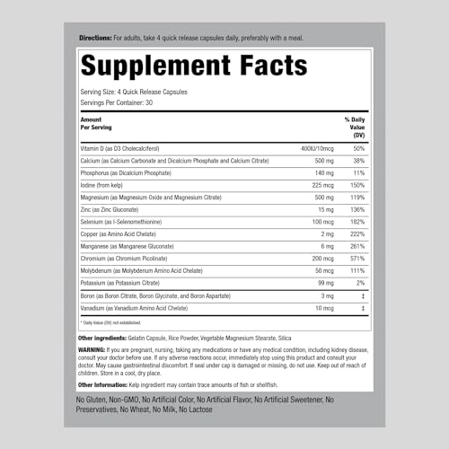 Piping Rock 651 Mega Multi Mineral Chelated Supplement | 120 Capsules | Iron Free thumb #1