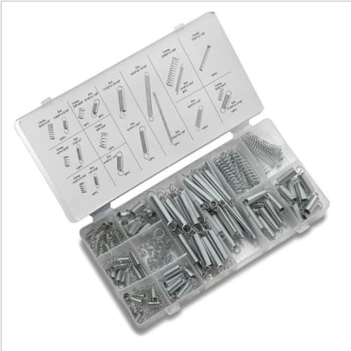 200 Piece Compression Springs Assortment Kit,Spring Assortment Set,Zinc Plated Compression and Extension Springs Kit