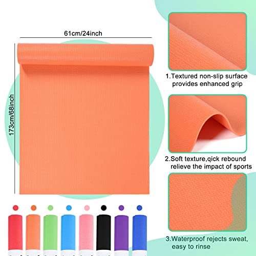 Timgle 16 Pcs Yoga Mats Bulk Exercise Mats Non Slip Fitness Workout Mats For Women Men Kids Home Outdoor Gym Pilates Stretching Floor Exercising, 8 Colors, 68 X 24 X 0.12 Inches #TOP4