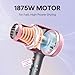 Wavytalk Hair Dryer, Blown Away Ionic Hair Dryer for Curly Hair with Diffuser, 1875W Fast Drying Blow Dryer with Ceramic Technology, 3 Attachments for All Hair Types, Light and Quiet, Rose Gold