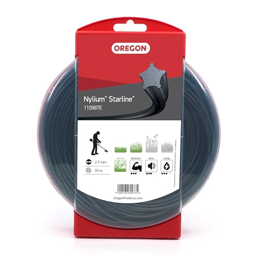 Oregon Sternförmiger Nylon-Mähfaden 2 7mm Für hohes Gras Unkraut Rasen und dichte Vegetation Strapazierfähiger Profi-Nylonfaden Für die meisten Rasentrimmer 2 7 mm x 70 m (110987E)