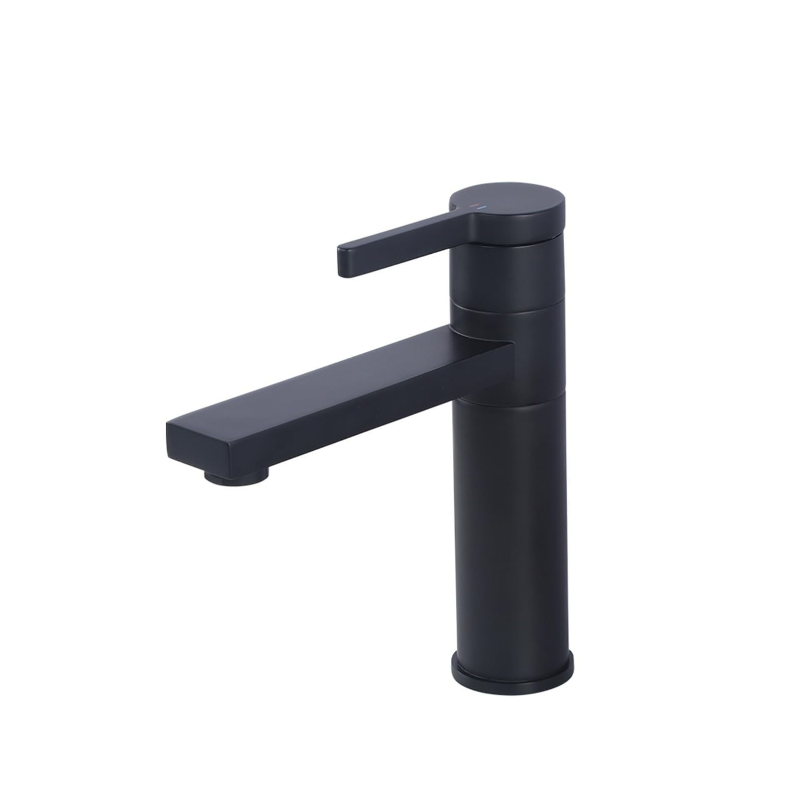 Mitigeur de salle de bains noir mat monotrou en laiton eau chaude et froide
